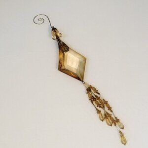 Vintage Christmas Ornament Amber Crystal Large Holiday Decor Tree Hanging